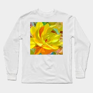 Bright Yellow Dahlia Long Sleeve T-Shirt